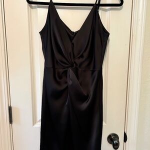 Black satin cocktail dress